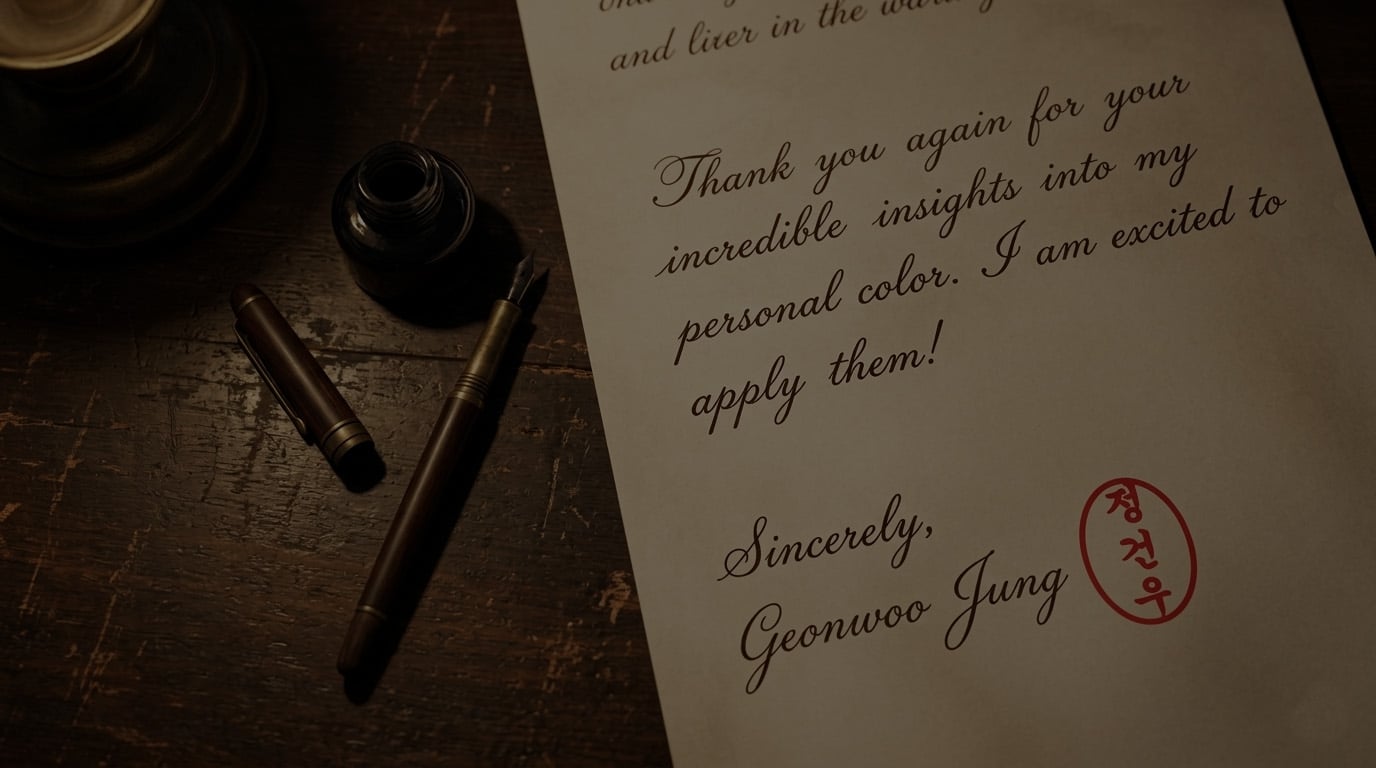 Korean calligraphy with traditional seal stamp